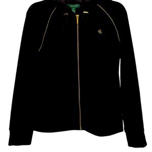 Vintage Ralph Lauren zip up hoodie with gold trim